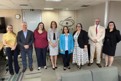 Imagem: Equipes da CAPES e da Springer Nature reunidas na sede da Coordenação, em Brasília (Julia Prado - CGCOM/CAPES)