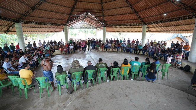 Diálogos com as comunidades indígenas fazem parte do cronograma das operações a exemplo de encontro com lideranças da TI Arariboia, no Maranhão | Foto: Governo Federal