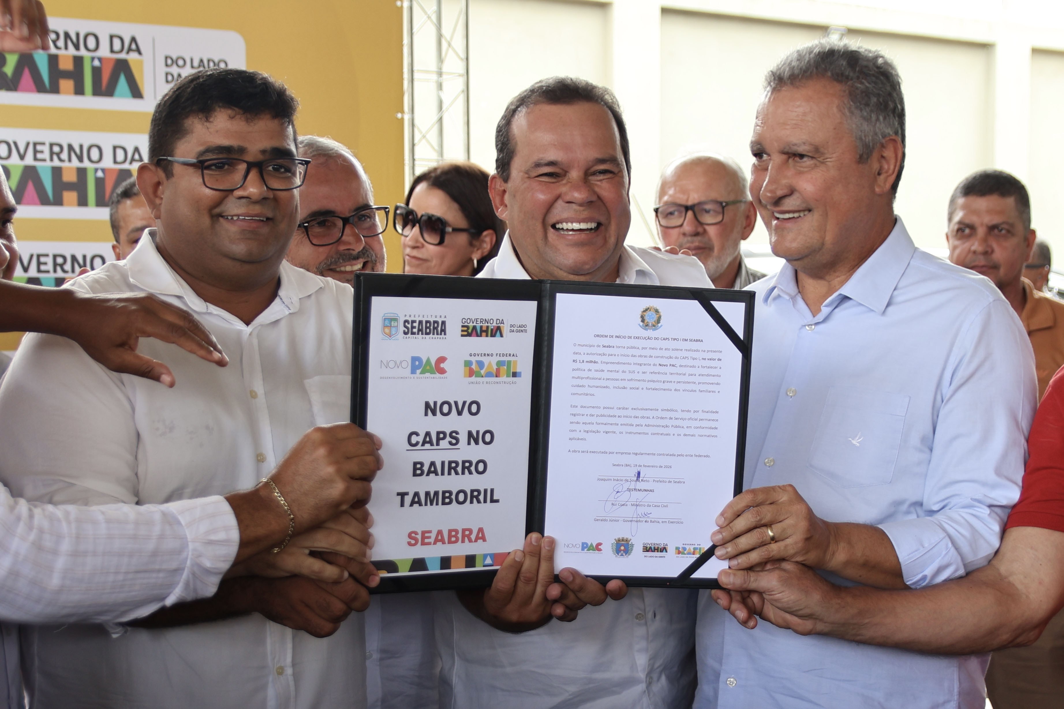 Rui Costa vai a Seabra (BA) para visitar obras do Novo PAC e anunciar mais investimentos Assinatura da Ordem de Serviço