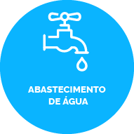 Botão fundo azul claro contendo um ícone de um copo com água. Texto: Abastecimento