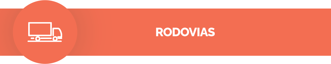 Fundo rosa Salmão. ícone de um caminhão. Texto: Rodovias