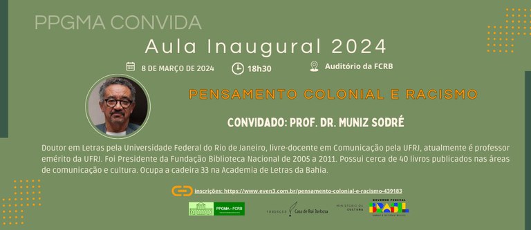 Muniz Sodré ministra aula inaugural do PPGMA
