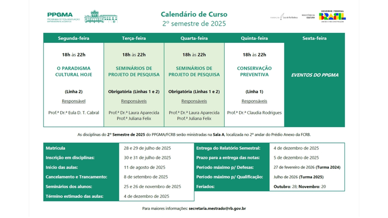 PPGMA disponibiliza calendário