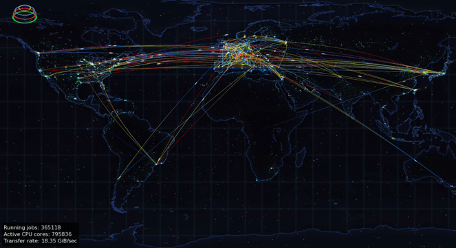 Captura de vídeo sobre a atividade de processamento do GRID em 2017 - Crédito: CERN