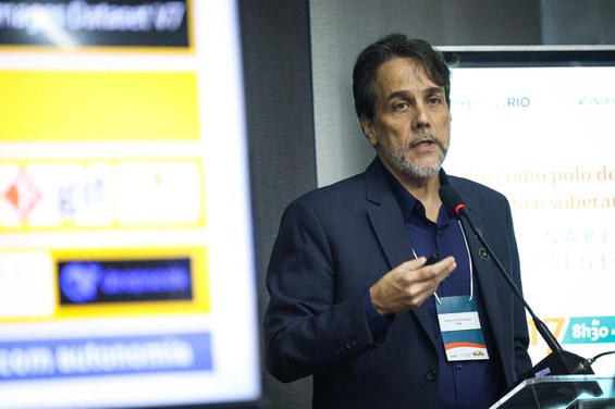 Marcelo de Albuquerque durante o “Rio como Polo de IA Aberta e Soberana” - Crédito: Finep