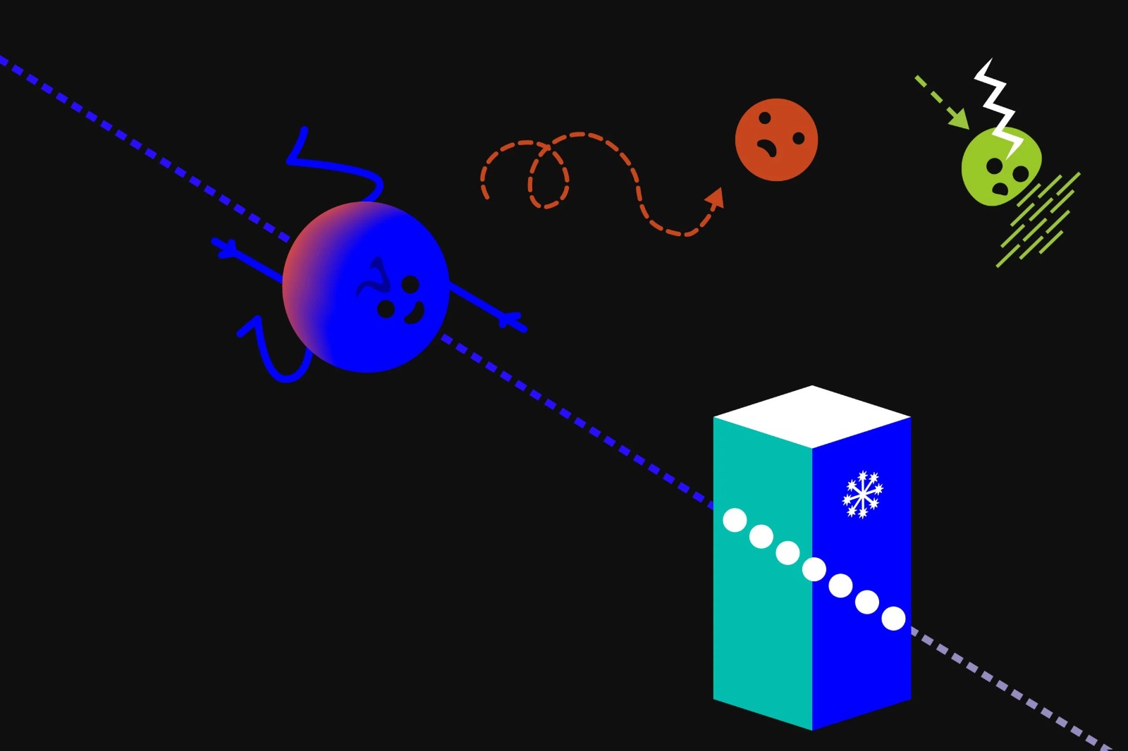 Demonstração lúdica do caminho dos neutrinos - arte disponibilizada pelo Nobel