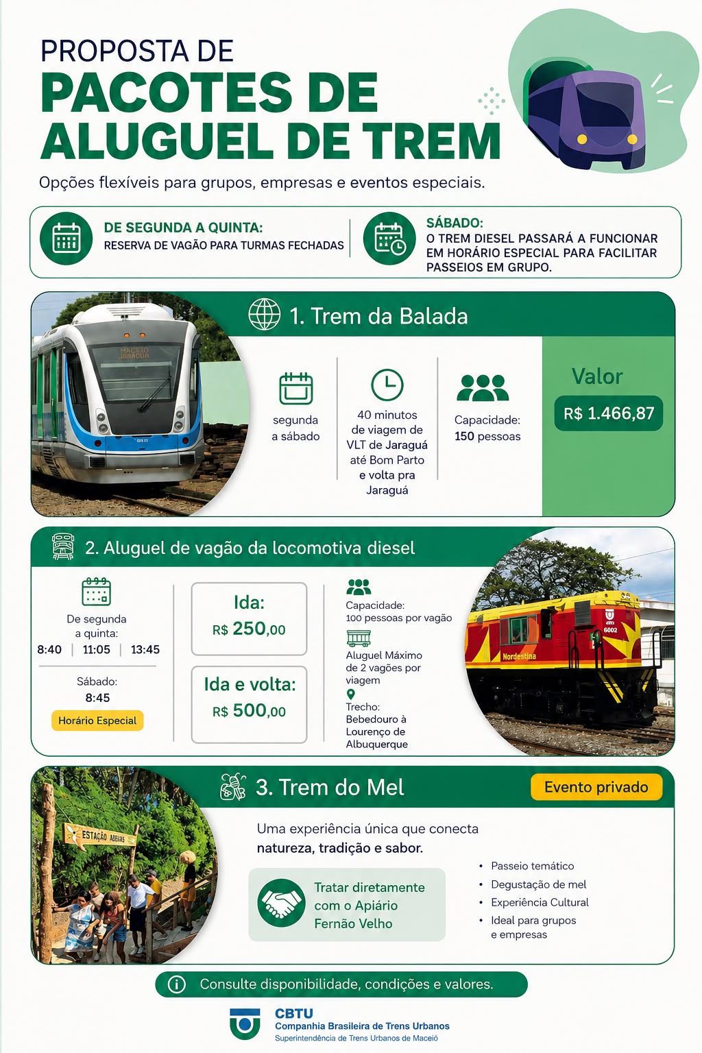 Aluguel de trens em Maceió