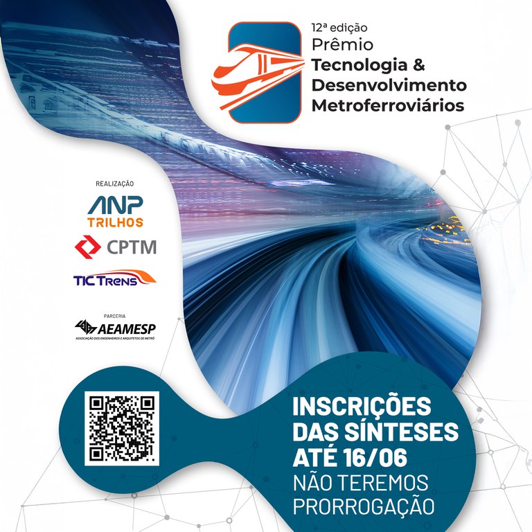Imagem de divulgação do prêmio de tecnologia e desenvolvimento metroferroviários
