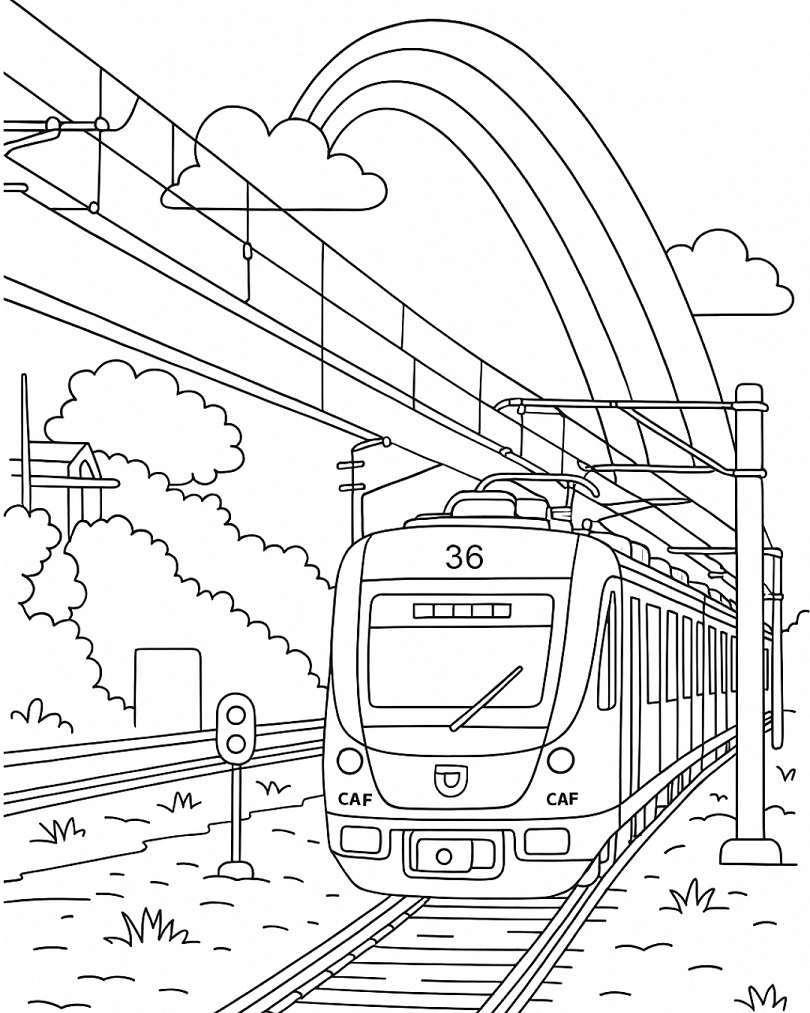 Trem da CBTU e arco-íris