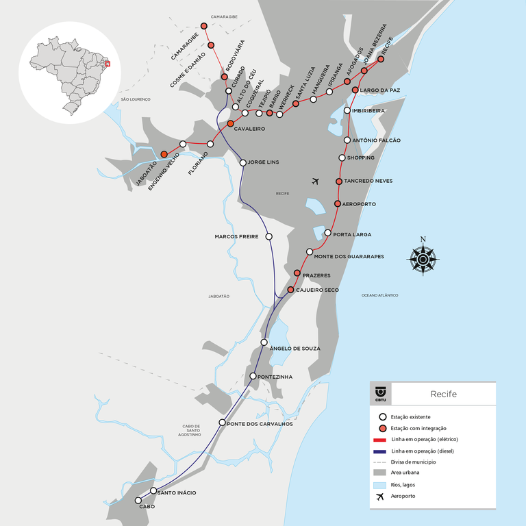 Mapa da linha de Recife