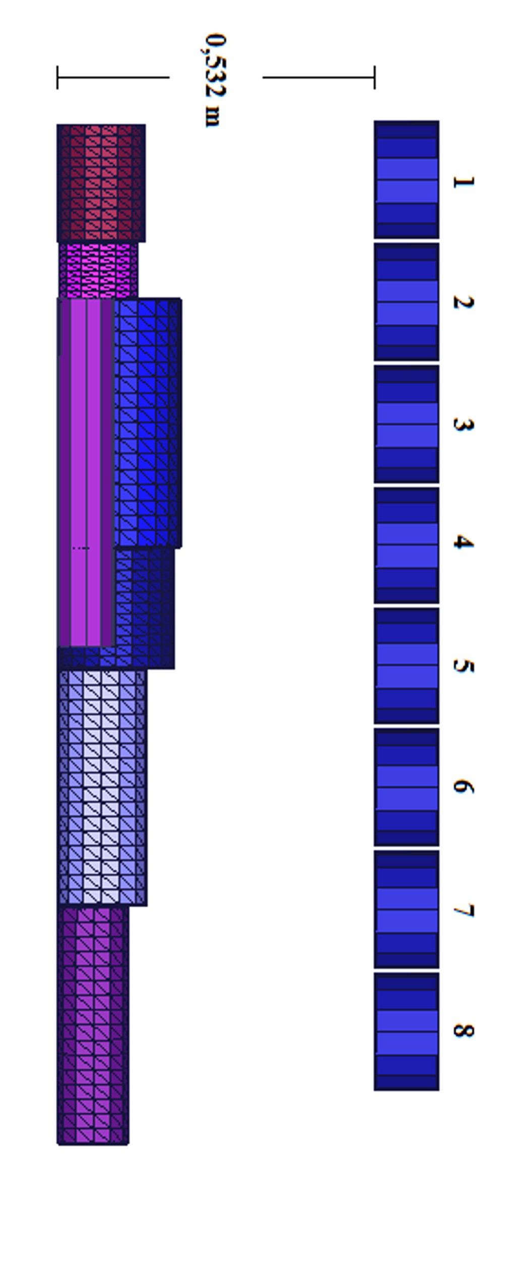 Contador de corpo inteiro com objeto simulador BOMAB na cama blindada do tipo “Shadow Shield” e ao lado o modelo computacional para simualação via método Monte Carlo.