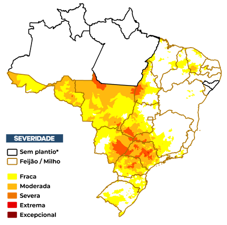 Figura 1 – Severidade da seca (IIS1) referente ao mês de fevereiro considerando  apenas os estados com calendário vigente.