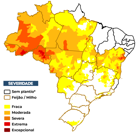 Figura 1 – Severidade da seca referente ao mês de outubro considerando apenas os estados com calendário vigente.