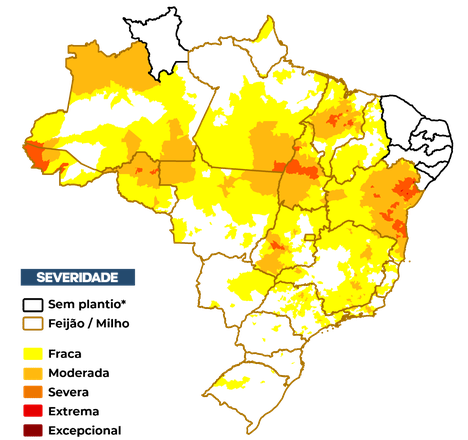 Figura 1 – Severidade da seca (IIS1) referente ao mês de dezembro considerando apenas os estados com calendário vigente.
