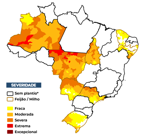 Figura 1 – Severidade da seca (IIS1) referente ao mês de julho considerando apenas os estados com calendário vigente.