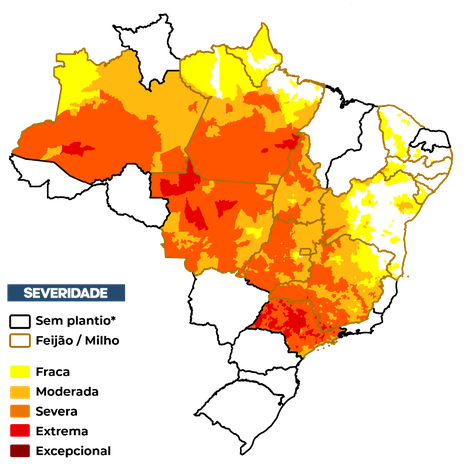 Figura 1 – Severidade da seca (IIS1) referente ao mês de junho considerando apenas os estados com calendário vigente.