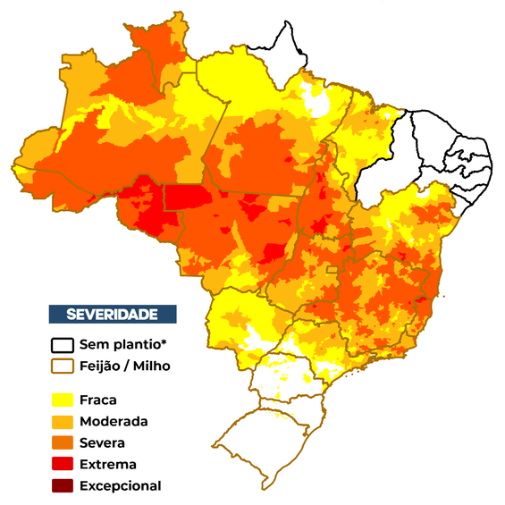 Figura 1 – Severidade da seca (IIS1) referente ao mês de outubro considerando apenas os estados com calendário vigente.