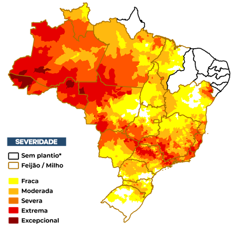 Figura 1 – Severidade da seca (IIS1) referente ao mês de novembro considerando apenas os estados com calendário vigente.