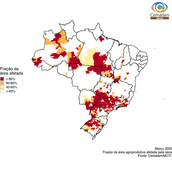 Área agroprodutivas afetadas.