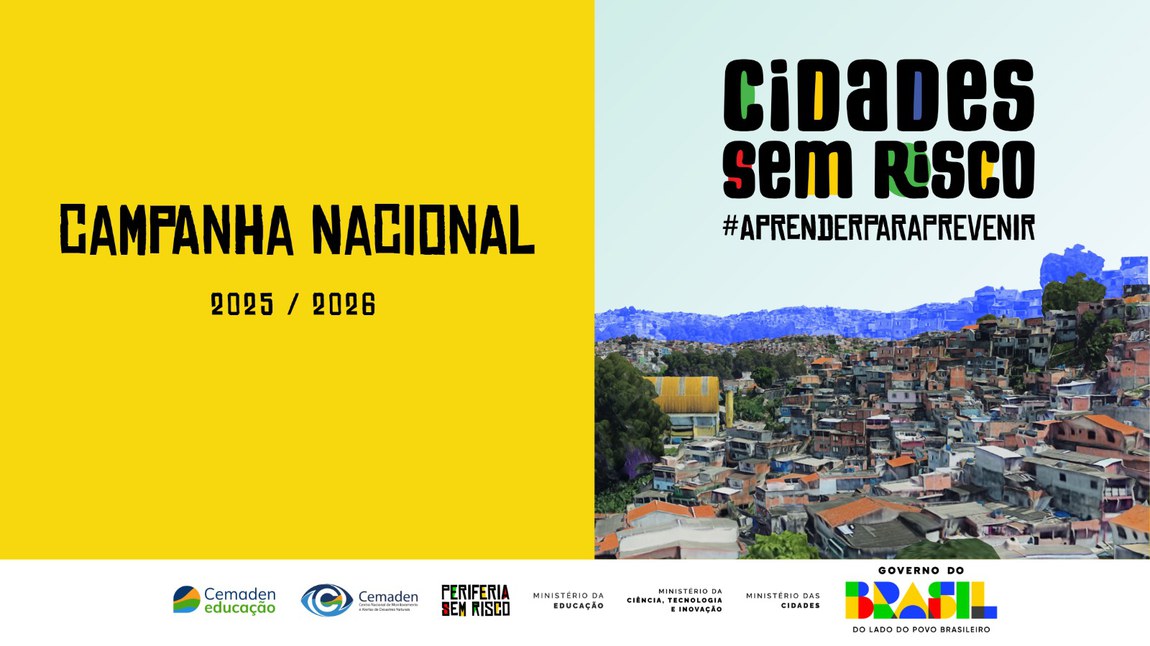 Banner da Campanha nacional #AprenderParaPrevenir- Cidade sem Riscos 2025-2026.