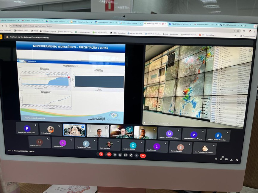 Reunião técnica entre o Cemaden e a ABCR, nas apresentações institucionais e discussão sobre acordo de parcerias.