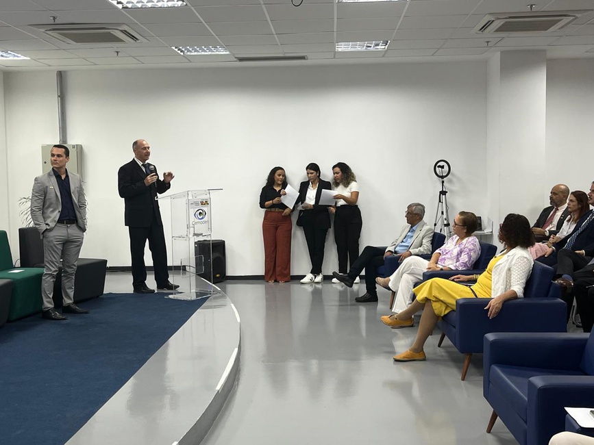 Lançamento do GeoRisk- apresentação do coordenador-geral do Cemaden, Marcelo Seluchi e do coordenador do projeto, pesquisador e especialista em geodinâmica, Pedro Camarinha(Foto MRO-Ascom-Cemaden)