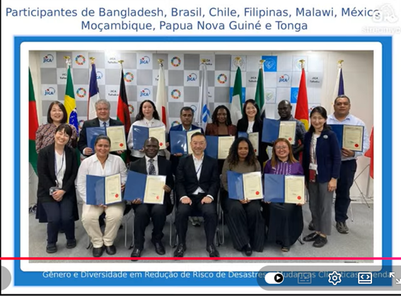 Curso "Gênero e Diversidade em Redução de Risco de Desastres e Mudanças Climáticas", realizado no Japão, promovido pela Agência JICA.
