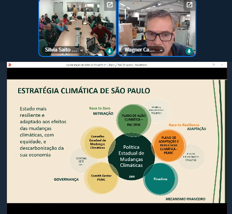 No evento Diálogo Intersetorial, promovido pelo Cemaden, a Secretaria de Meio Ambiente, Infraestrutura e Logística do Estado de São Paulo mostrou como foi elaborado o Plano Estadual de Adaptação e Resiliência Climática