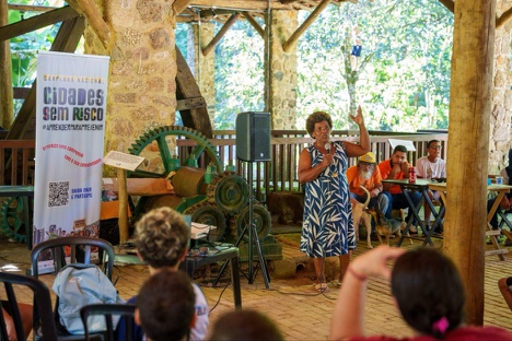 Dona Laura, liderança do Quilombo da Fazenda, destaca a importância da campanha. Foto: Leandro Vaz.