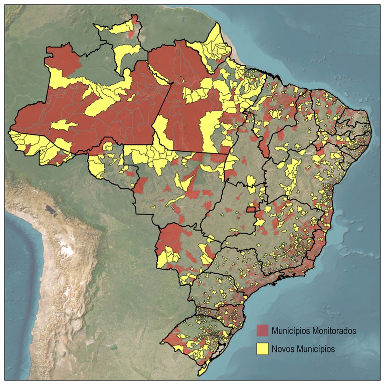 Mapa dos municípios monitorados