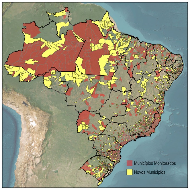 Mapa dos municípios monitorados