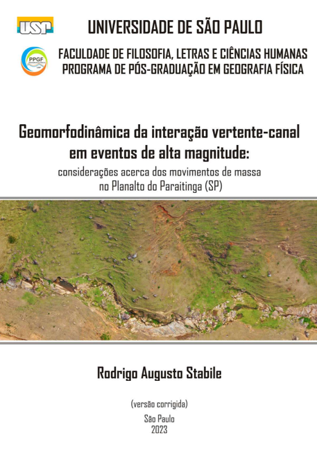 Capa da publicação da pesquisa de Rodrigo Stabile Cemaden- que recebeu o Prêmio "Professor Aziz Nacib Ab’Saber", durante o Simpósio Nacional de Geomorfologia
