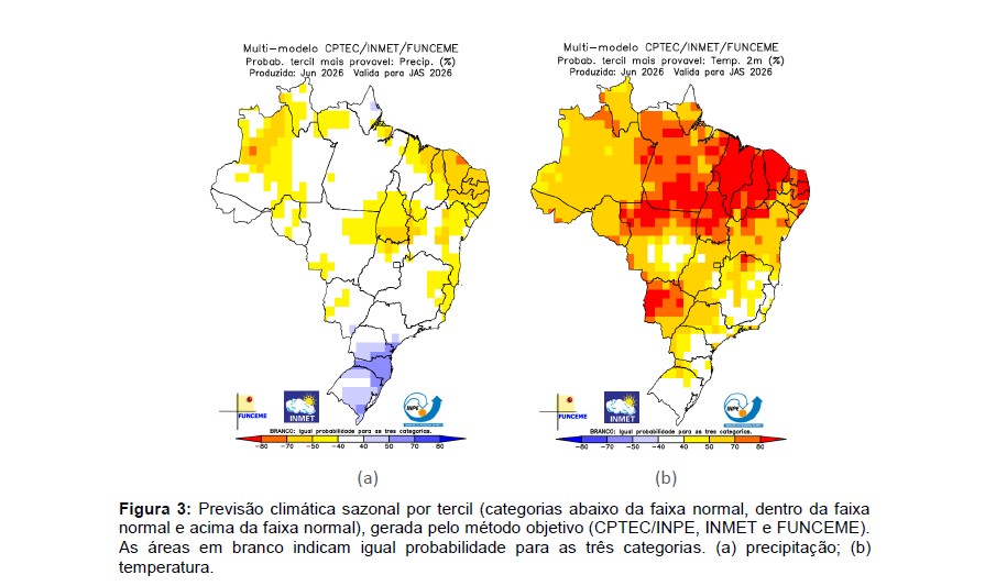 Previsão climática sazonal por tercil (CPTEC-INPE, INMET e FUNCEME) 