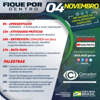 Nesta quarta-feira (04), Cemaden participa do evento do MNCTI com transmissão simultânea de diversas atividades