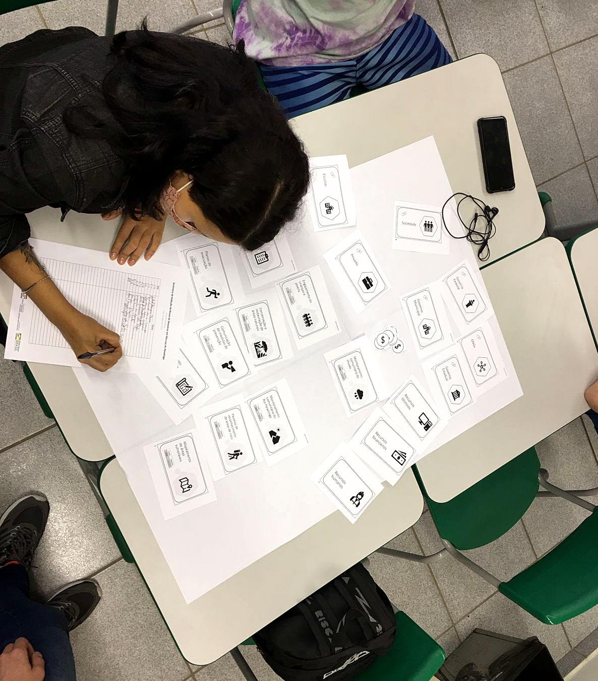 Foto Estudantes debatendo e escolhendo estratégias de mitigação de risco de desastres.jpg