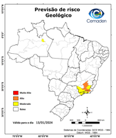13/01/2024 - Previsão de Riscos Geo-Hidrológicos