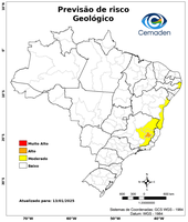 13/01/2025 - Previsão de Riscos Geo-Hidrológicos