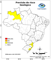 13/02/2025 - Previsão de Riscos Geo-Hidrológicos