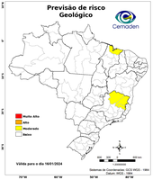 16/01/2025 - Previsão de Riscos Geo-Hidrológicos