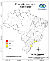 19/01/2023 - Previsão de Risco Geo-Hidrológicos