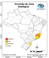 21/12/2022 - Previsão de Risco Geo-Hidrológicos