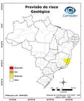 30/04/2023 - Previsão de Risco Geo-Hidrológicos