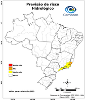Previsão de riscos geo-hidrológicos estendida para os dias 05 e 06 de abril de 2025