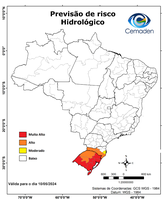 10/05/2024 - Previsão de Riscos Geo-hidrológicos e Estendida para o Rio Grande do Sul, de 11/05/2024 até 13/05/2024
