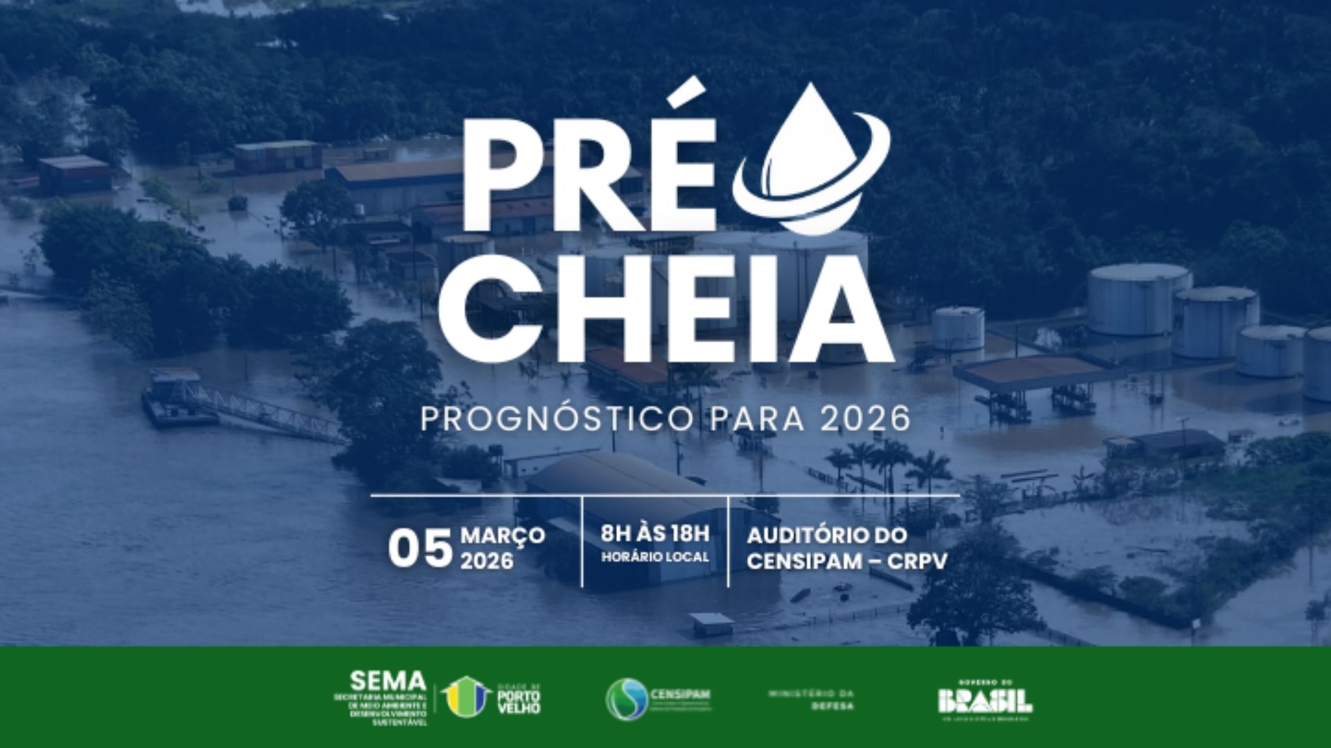 Inundação ao fundo. Pré-cheia 2026 evento em 06 de março 2026