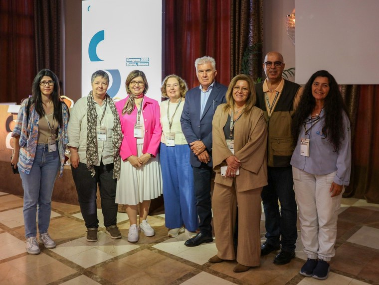 Organizadores do GSC. Da esquerda para a direita: Tânia Peças (Portugal – edições de 2012 e 2023), Paola Biasi (Itália – 2008), Atye Tugrul (Turquia – 2015), Heloísa Frascá (Brasil – 2005 e 2018), Konstantinos Laskaridis (Grécia – 2025), Marta Peres e Luis Lopes (Portugal – 2012 e 2023), e Nuria Castro (Brasil – 2005 e 2018)