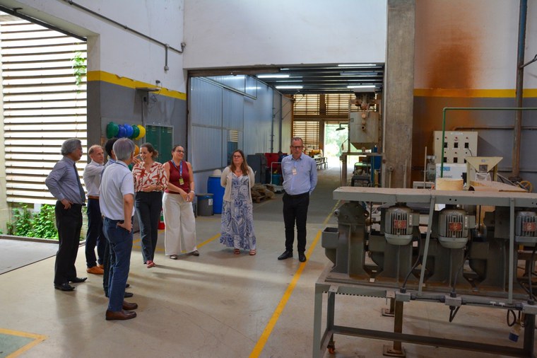 Delegação japonesa durante visita técnica pelas dependências do CETEM