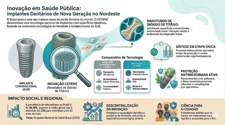 Implantes dentários com utilização de nanotubos de dióxido de titânio