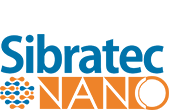 Logotipo do SibratecNano: texto Sibratec em azul e NANO em laranja, acompanhado de um ícone circular de conexões moleculares.