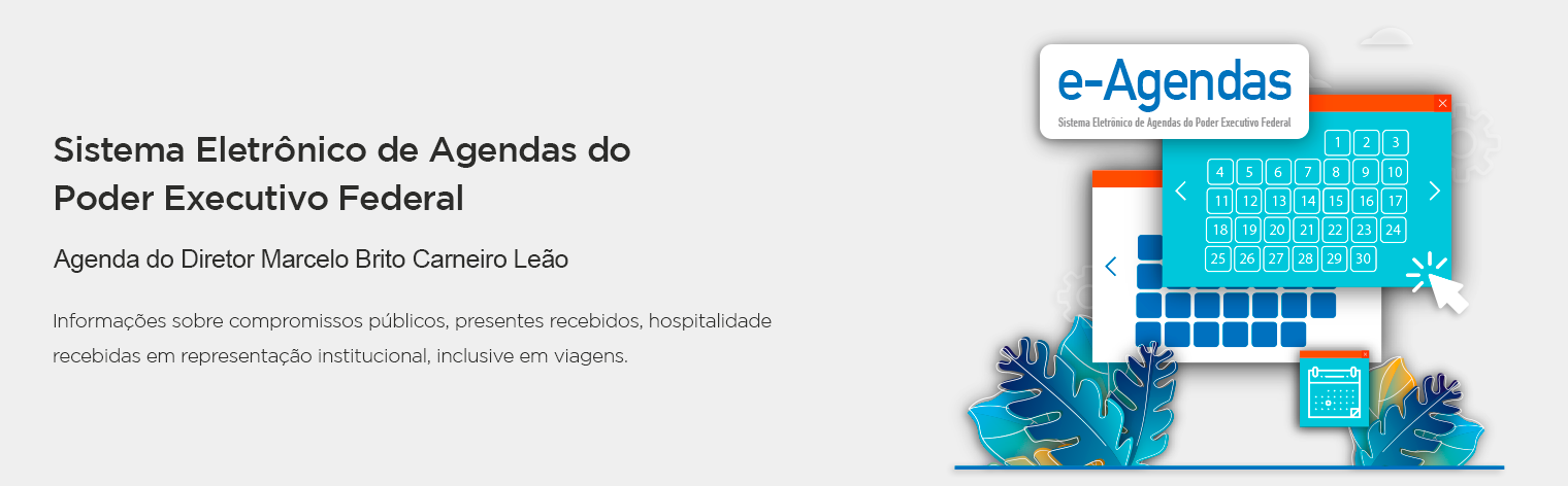 Logotipo do e-Agendas e ilustração de um calendário. Texto: Agenda do Diretor Marcelo Brito Carneiro Leão.
